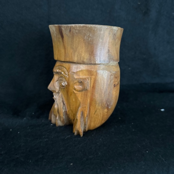 Oliv-Art, vintage hand carved vessel of a face. - Picture 4 of 6